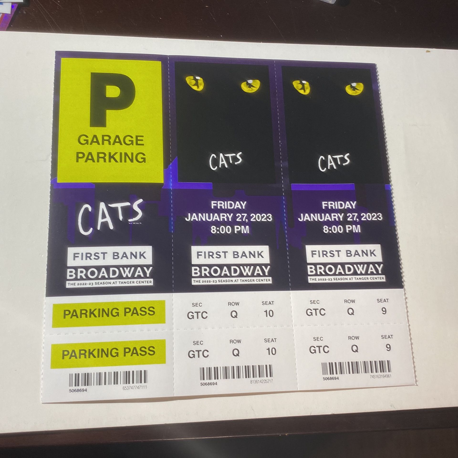 Cats 2 Tickets Plus Parking 