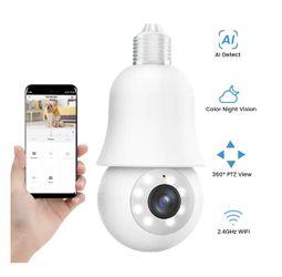 360 Light Bulb Security Camera Wireless WiFi Indoor, 3MP Color Night Vision, Motion Detection, Two Way Audio Home Security Camera