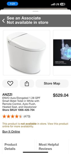 ANZZI ENVO Aura Elongated 1.28 GPF Smart Bidet Toilet in White with Remote Control, Auto Flush, Heated Seat, and Deodorizer