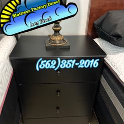 Black Three Drawer Dresser Nightstand 