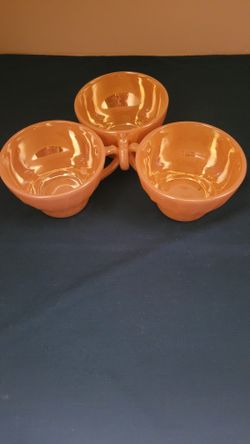 3 Fire King Child's Tea Cups 4 oz Peach Lustre