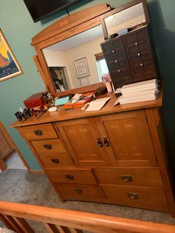 King bed frame and matching dresser
