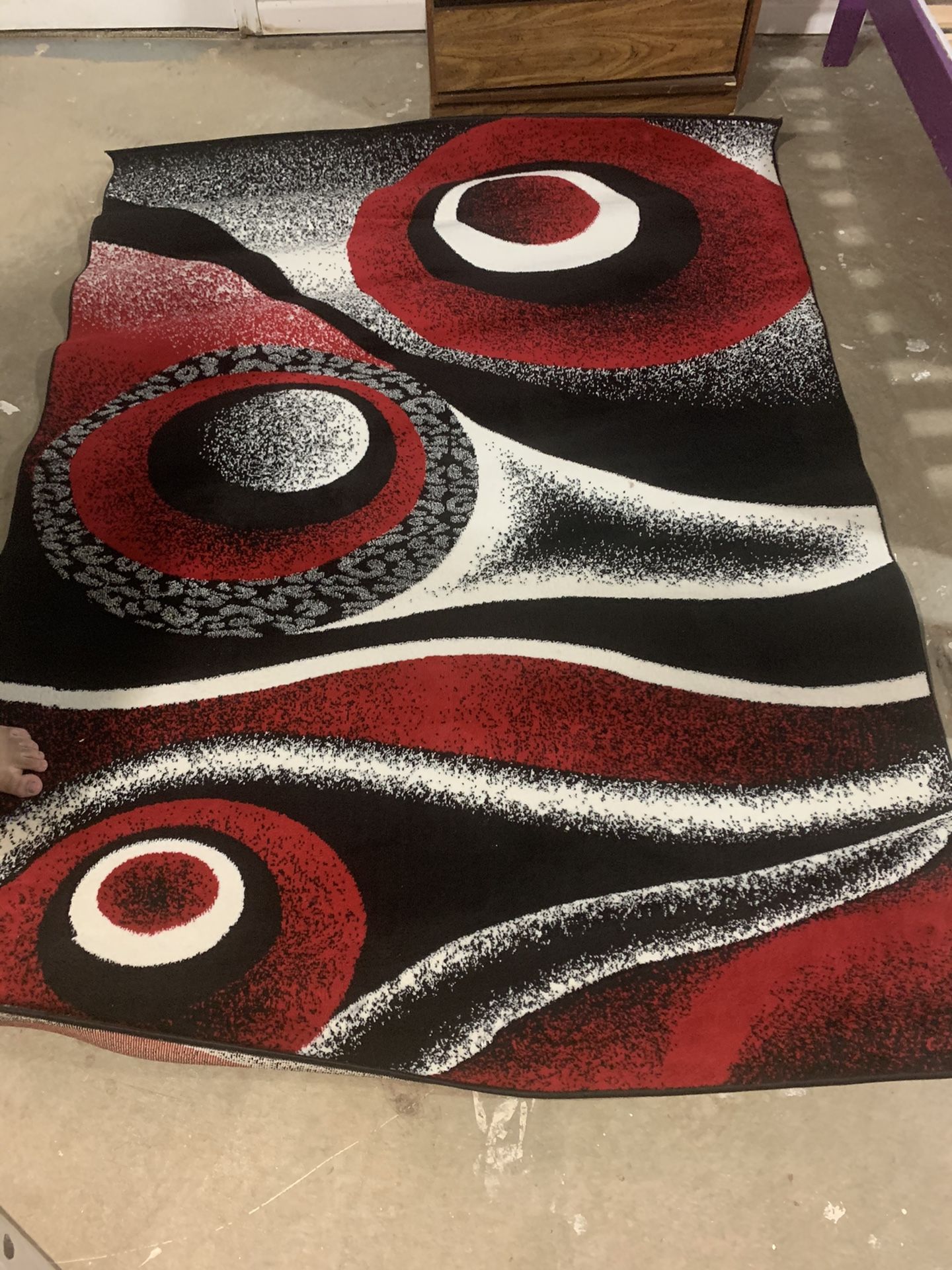 Black, White, Red Rug