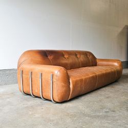 Leather And Chrome Sofa 