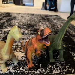 Toy Rubber 7” Dinosaurs Toys Figure Set Of Three