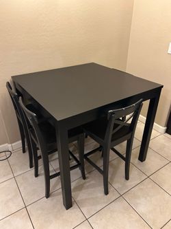 IKEA Dining Table Set (High Bar Table + 4 Backed Chairs)