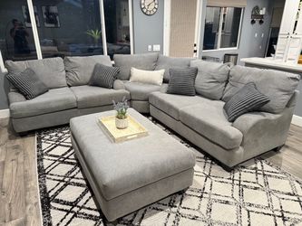 Gray Sectional Couches with Ottoman - 5 pieces