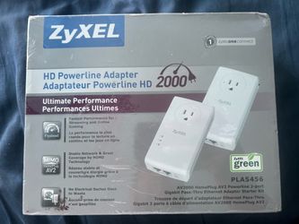(2) ZyXEL AV2000 Gigabit Pass-thru Ethernet Adapter Powerline W/Ethernet Cables