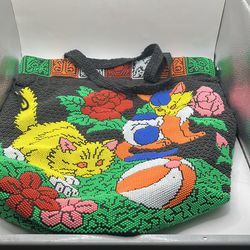 Vintage bag with cat design