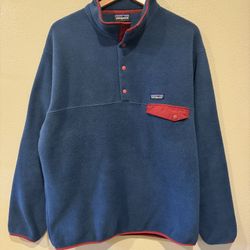 Patagonia Synchilla Pullover Snap-T Fleece Jacket Sweatshirt Blue Red Men’s Size L Large 