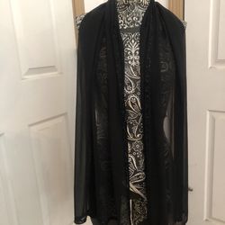 Black Silky Shawl for Dress  Like New. !!!!Please See Pictures For Details!!!!