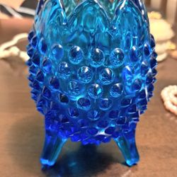 Vintage Fenton Colonial Blue Hobnail Vase