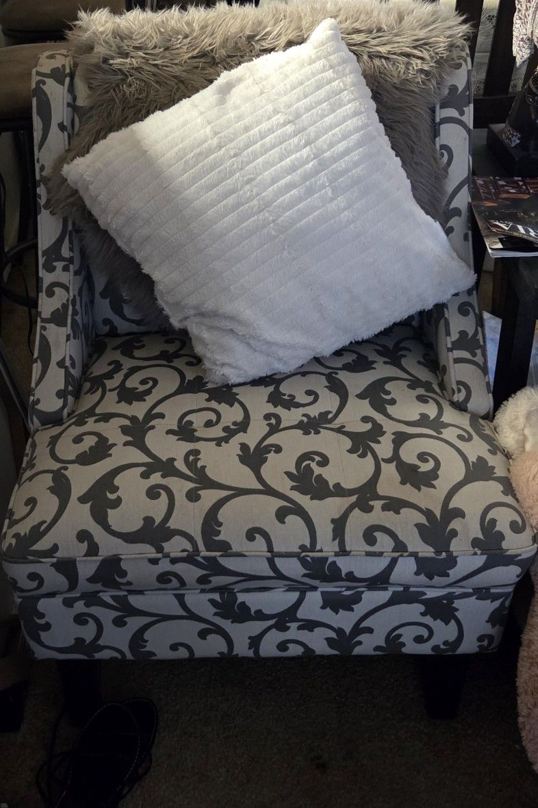 Gray and Cream Wingback Chairs