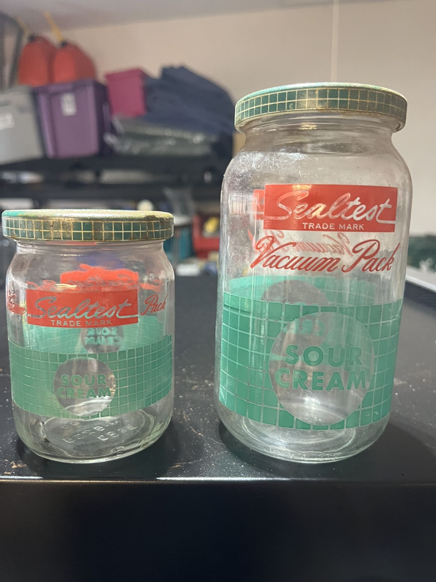 Vintage Sealtest Glass Jar (2) Sour Cream
