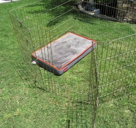 Pet Enclosure Kennel Foldable Fence and Memory Foam Bed