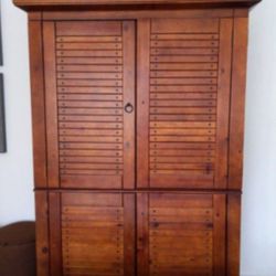 Solid Wood TV Armoire Cabinet Storage Closet Unit with Shelves and Drawers 
