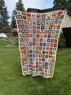 Handmade Granny Square Crochet Throw Blanket