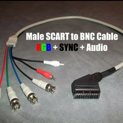 Male Scart To Bnc Rgb Breakout With Audio Split