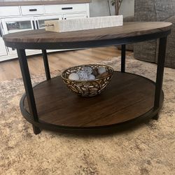 Round Coffee Table 36" Rustic Wood Desktop
