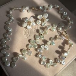 Fresh Water Real pearl petals baroque Set