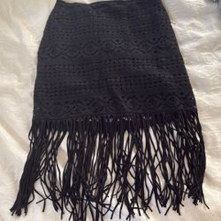 Women  Black Medium Fringe Skirt 