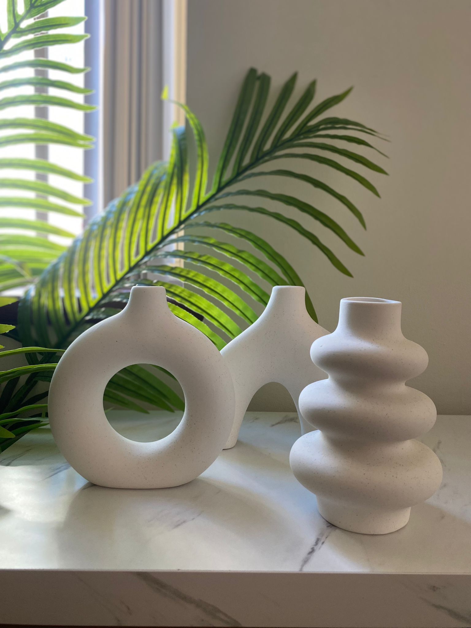 Set of 3 Modern Ceramic Vases Decorative Home Office Living Room Artificial Plants Flowers