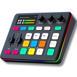 HOSONGIN Gaming Audio Mixer, Audio Interface with Pro-preamp, Voice Changer & DJ Mixer Effects, 48V Phantom Power, Bluetooth & RGB Live Sound Card for