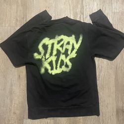 Official Stray Kids Maniac World Tour Neon Doodle Crewneck Sweatshirt Black Size