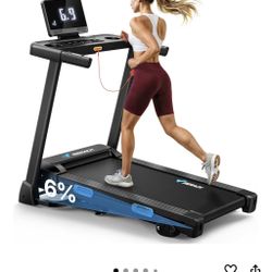 MERACH Incline Treadmill with Incline 6%-15%, 7-Layer Belt 300LBS Capacity Tredmill Foldable Handle Running Treadmills for Home