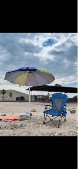 Beach Umbrella, Folding Chair Set and Car Sunshade Bundle