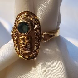 18K Vintage RING / Green Stone  - 5