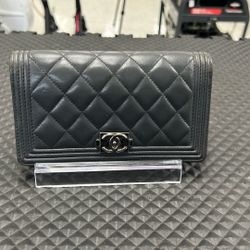 Chanel Grey Boy Lambskin Bifold 
