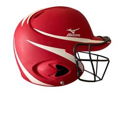 Mizuno MBH251 Adult  Batting Helmet Size 6 1/2 - 7 1/2 Red & White Trim