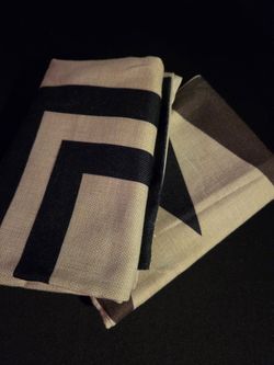 Linen Fabric Pillow Covers with Geometric Border