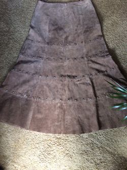Size M/L Brown Suede Studded Skirt by Montanaco