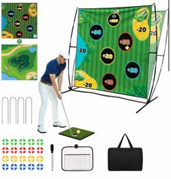 Battle Golf Chipping Game, 70"x70" Portable Chipping Mat, Indoor Outdoor Sticky Golf for Adults and Junior Golfer Training Practice, Unique Golf Gift 