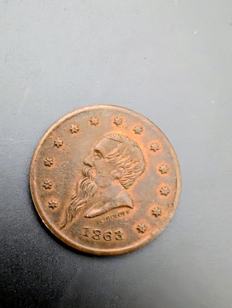 1863 Large Cent Civil War Store Card Patriotic 