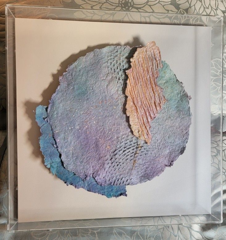 Vintage Abstract Geometrical Paper in Acrylic Wall Art (Signed Valles'87)