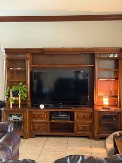 Large Wood Entertainment Center Wall Unit