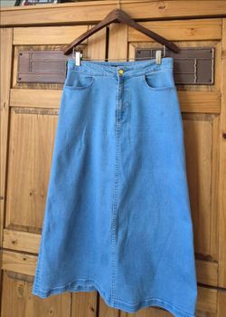 Iman Light Wash Denim Midi Skirt