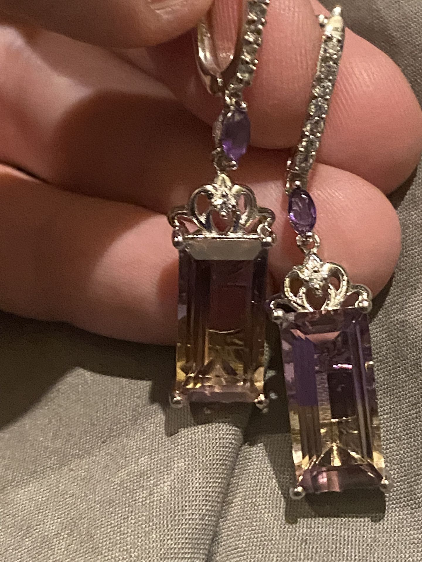 Poudretteite Quartz, zircon & amethyst Earrings - new!