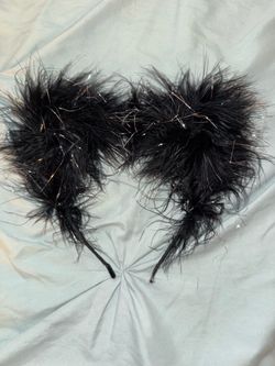 Black/Silver fuzzy kitty stash ears