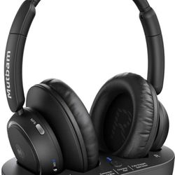 TV Headphones Wireless with Transmitter Charging Base, Precise Sync Without Delay