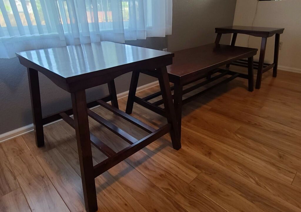 3-Piece Dark Wood Coffee & End Table Set