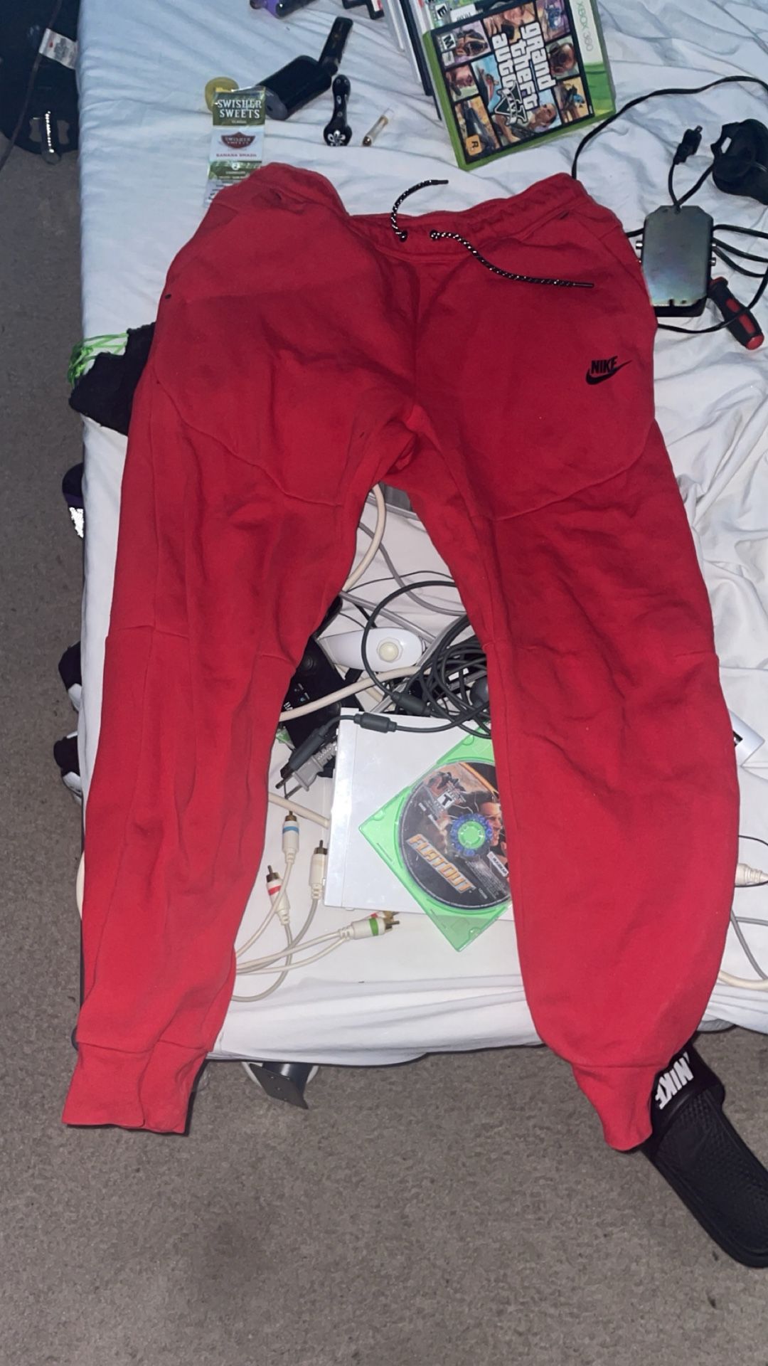 Red Nike Tech Pants Medium Size