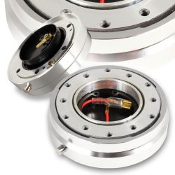 6-Hole Steering Wheel Silver 1" Thin Quick Release Short Adapter Kit Universal -(3-SWA-Q1-SL