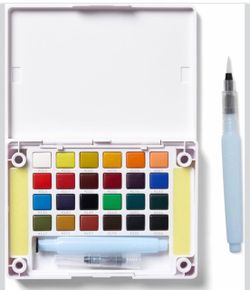 Watercolor Brush Pen Set - White Compact Palette