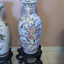 24 1/2” Chinese porcelain floor vases with Stand
