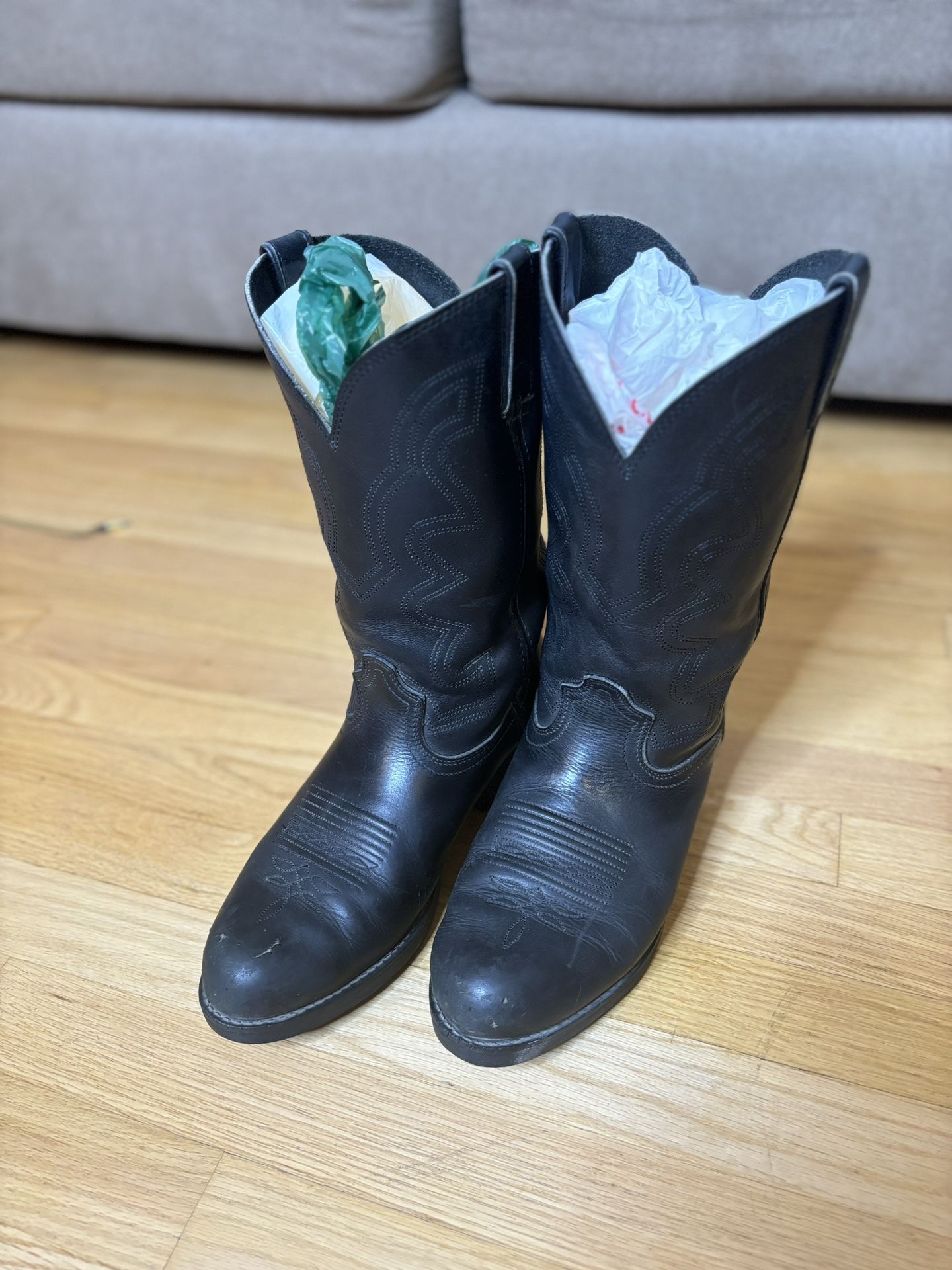 Black Leather Durango Cowboy Boots