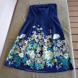 NWT Old Navy Strapless Dress Women's Size 2 Cotton Blend Multicolor Floral
